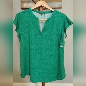 Adrianna Papell Emerald Flutter Sleeve Blouse